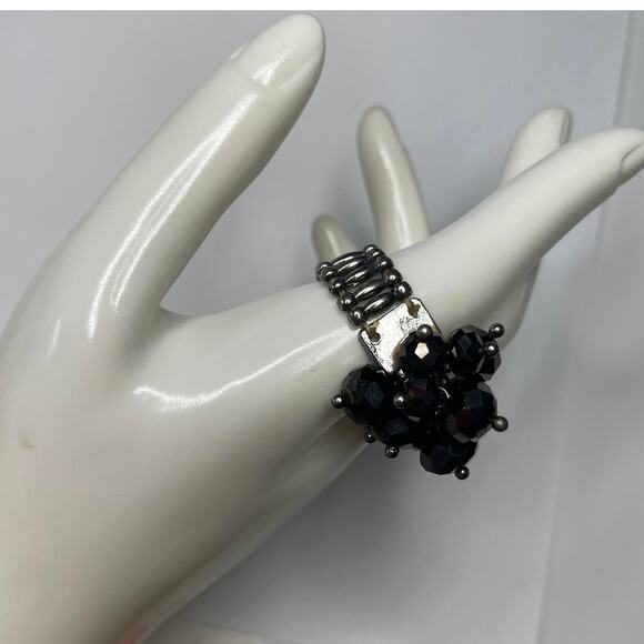 gunmetal gray and black fashion ring adjustable size costume jewelry - Picture 7 of 11